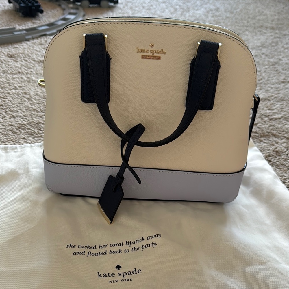 kate spade Cream and Blue Satchel